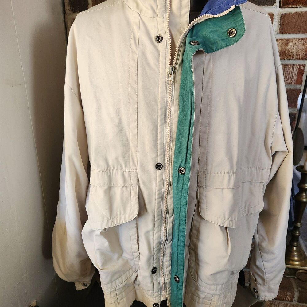 Towne By London Fog Men's Classic Vintage Zip Tan Jacket/Windbreaker Size Large - Picture 4 of 16